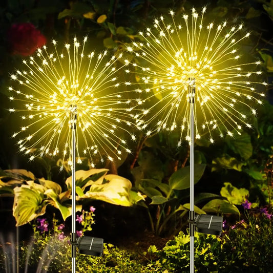 Solar Fireworks Light Outdoor Waterproof Light 2-piece Set Garden Courtyard Road Lawn Decoration Copper Wire