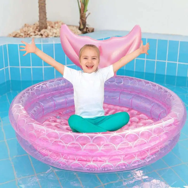 Pink Round Inflatable Swimming Pool PVC Paddling Pool Outdoor Summer Inflatable Pool Bathtub Above Ground Pool Blow Up Pools