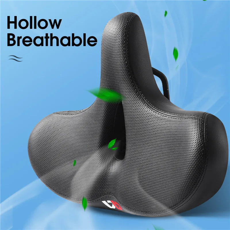 WEST BIKING Comfortable Wide Bicycle Seat Soft Cushion Shock-Absorbing Ergonomic MTB Electric Bike Saddle With 9 Modes Taillight