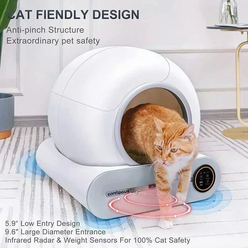 65L Automatic Smart Cat Litter Box Self Cleaning Fully Enclosed