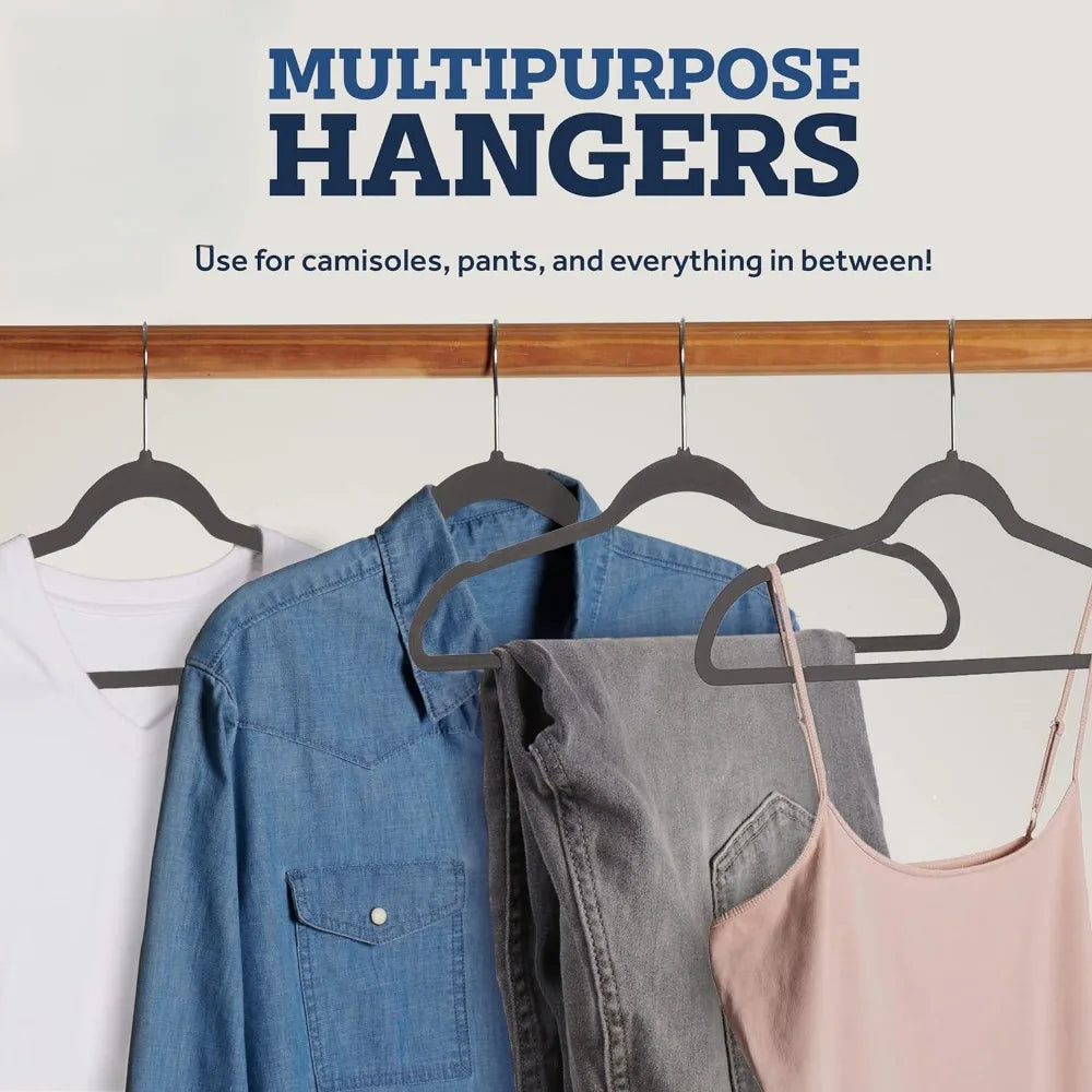 Heavy Duty Hangers Coats Pants Dress Non Slip Space Saving Felt Hanger Cloth Organizer Clothes Drying Rack Home Accessories