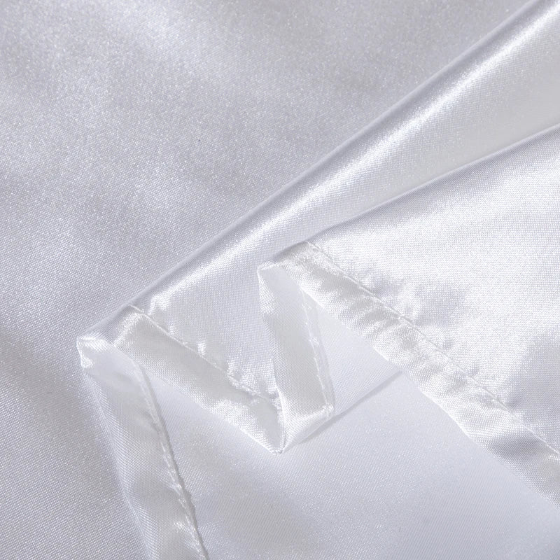 White High-End Rayon Satin 4pcs Fitted bed sheet Set Silky