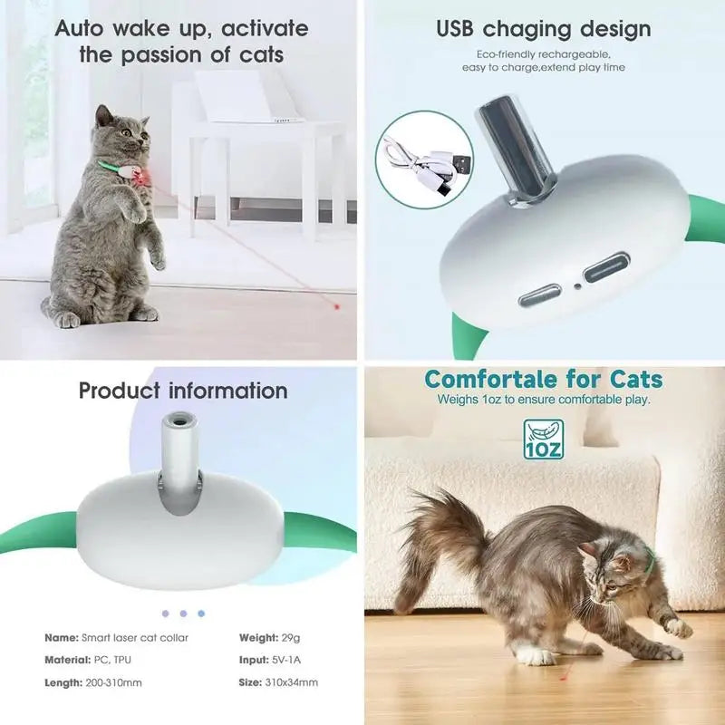 Cat Toy With LED Laser Lights Wearable Automatic Electric Smart Amusing Collar For Kitten Portable Interactive Pet Exercise Toys