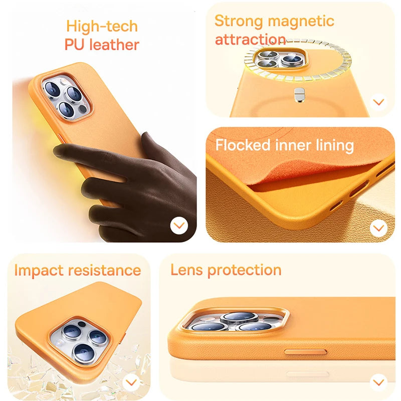 Leather Magnetic Case for iPhone 15 14 13