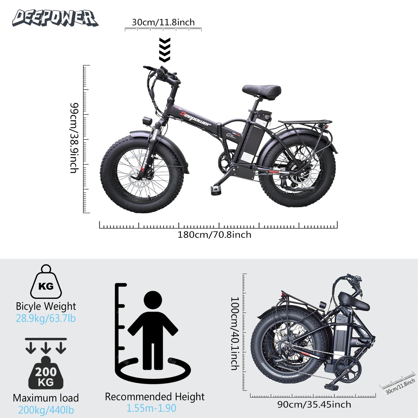 G20Pro 2000W Folding Electric Bicycle 1000W 48V