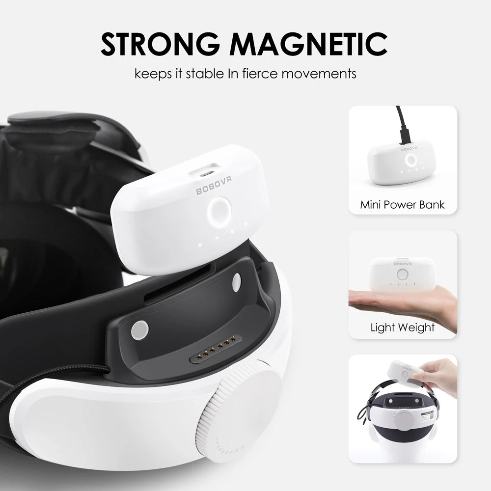 The BOBOVR M3 Pro works with the Meta Quest 3 VR Headset Battery Pack Headband Replacement of Elite Strap Enhanced Playtime