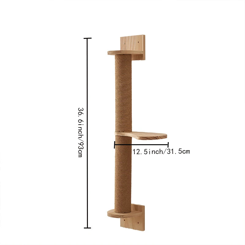 1pc Cat Climbing Wall Post, Tall Scratch Pole With Linen Rope, Platform, Hanging Cat Activity Tree With Scratching Post, Sturdy