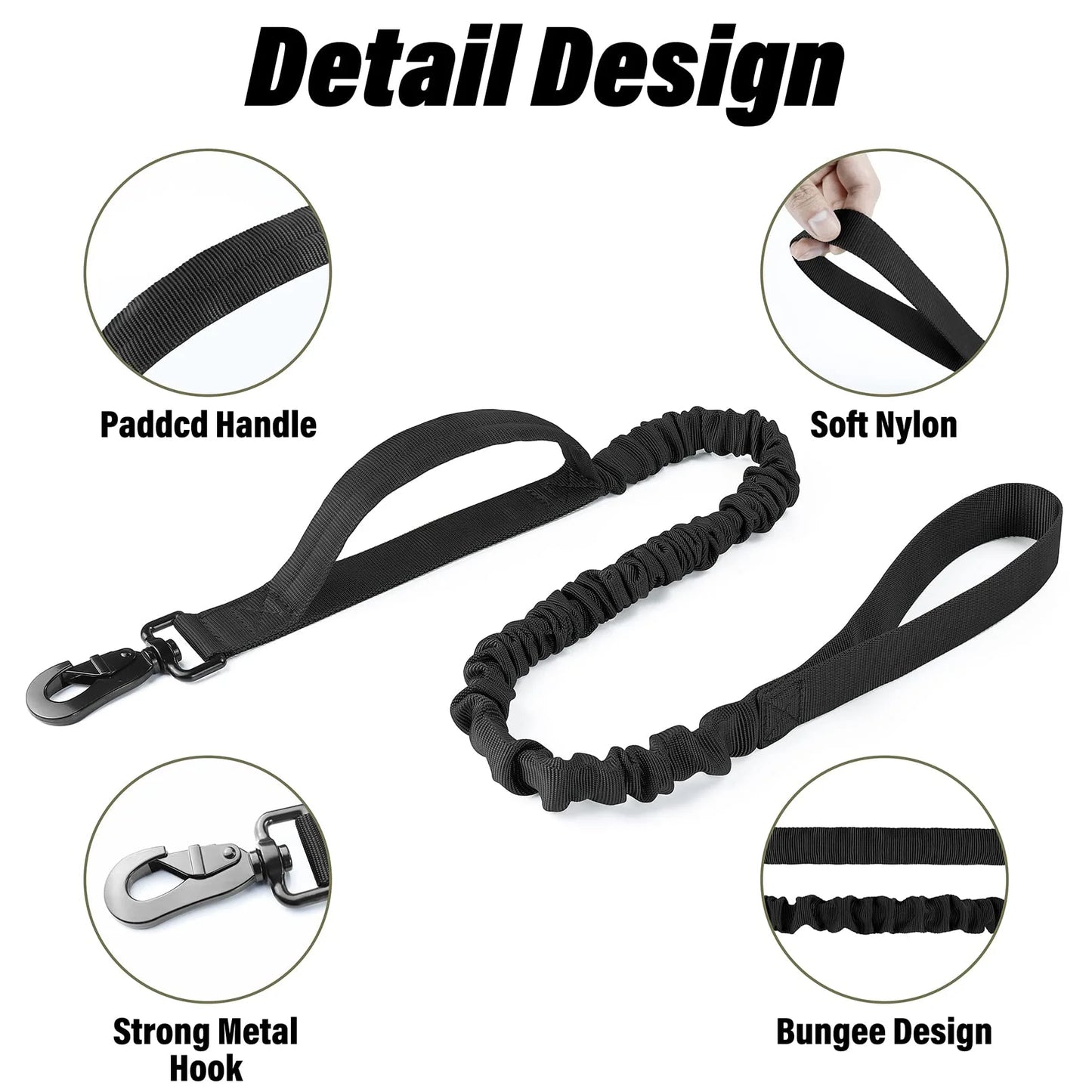 Tactical Leash for Dogs Collar Military Adjustable Tactical Collar for Dog  Medium Large Pet Walking Training Tactical Dog Leash