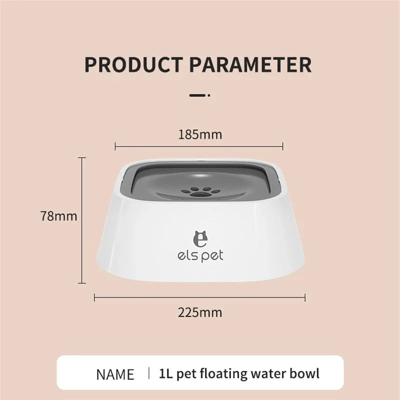 New 1.5L Dog Drinking Water Bowls Floating Non-Wetting Mouth Cat Slow Anti-Overflow Water Feeding Dispenser Large Capacity