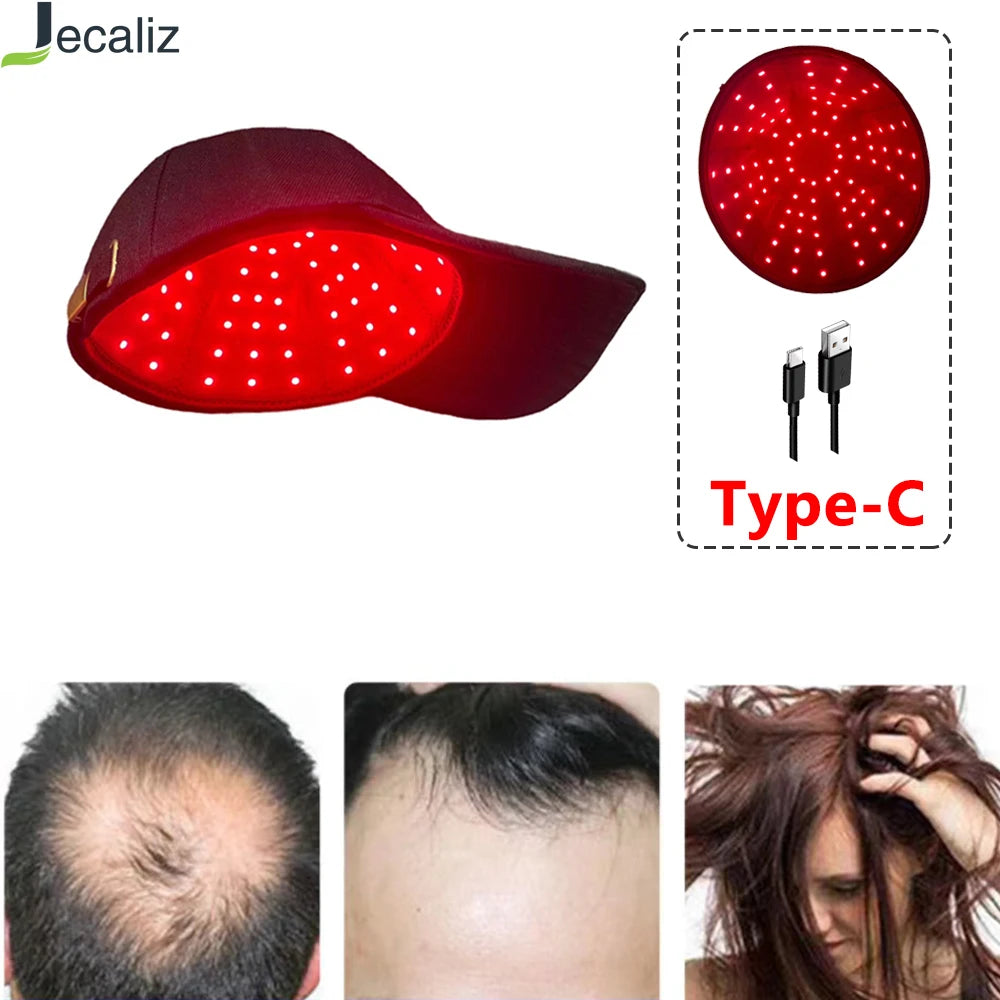 Jecaliz Red Light Infrared 660&850nm Hair Therapy Hair Growth Cap for Regrowth Anti Hair Loss Relax Scalp Care Hat Type-C Cable