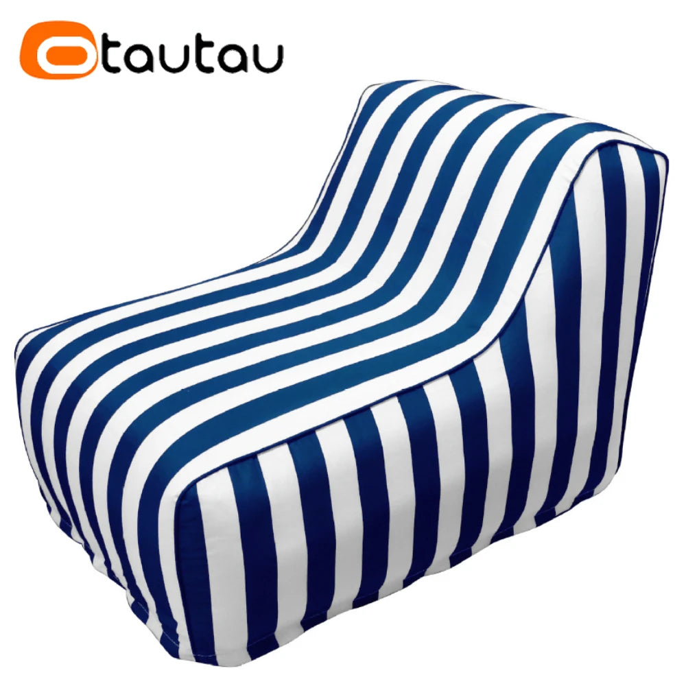 OTAUTAU Portable Outdoor Inflatable Sofa Bed Ottoman Footrest Stool Beach Swim Pool Lounger Removalbe Washable Pouf Cover SF163