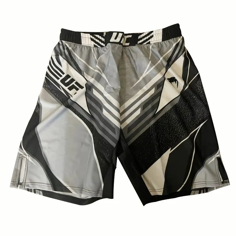 Fashion Sports Knee Length Shorts Men's Drawstring Quick Drying Training Muay Thai Fighting Printed Boxing Gym Short Pants