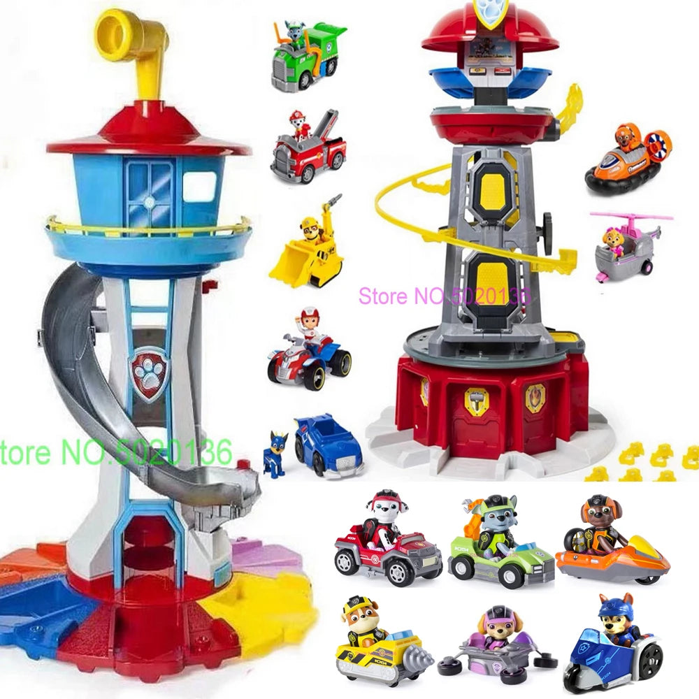 Pawed Movie Ultimate City Transforming Patrolling Tower Action Figures, Toy Car, No Lights and No Sounds, Kids Toys