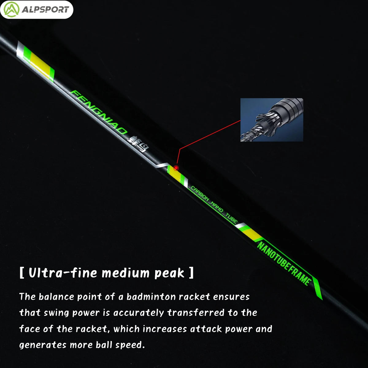 Alpsport FN 2 pcs/1 batch 6U/72g Badminton Racket With racket bag and string Carbon fiber Designed for sports and outdoor use.