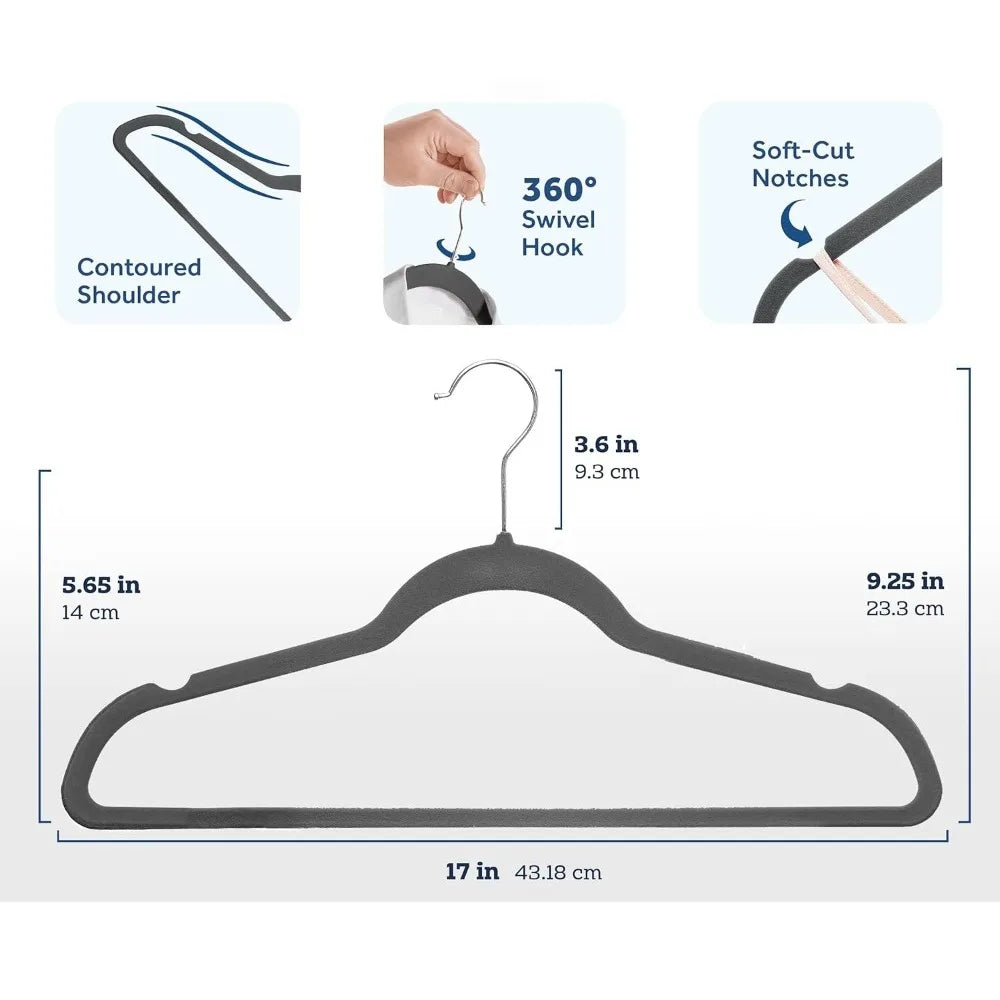 Heavy Duty Hangers Coats Pants Dress Non Slip Space Saving Felt Hanger Cloth Organizer Clothes Drying Rack Home Accessories