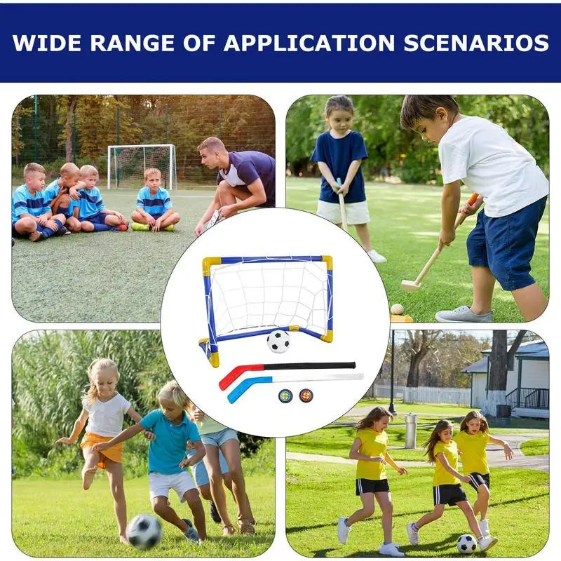 Hover Soccer Hockey Balls 2 In 1 Hockey Football Hockey Ball Pump Mini Soccer Goal Set Mini Soccer Set For Kids Gift Outdoor