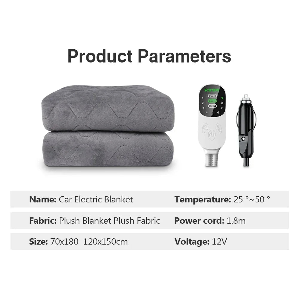 12V Car Electric Heating Blanket for Camping Trucks Off-Road Vehicles Heating Pad 120cmx150cm 70x180cm Seats Heater