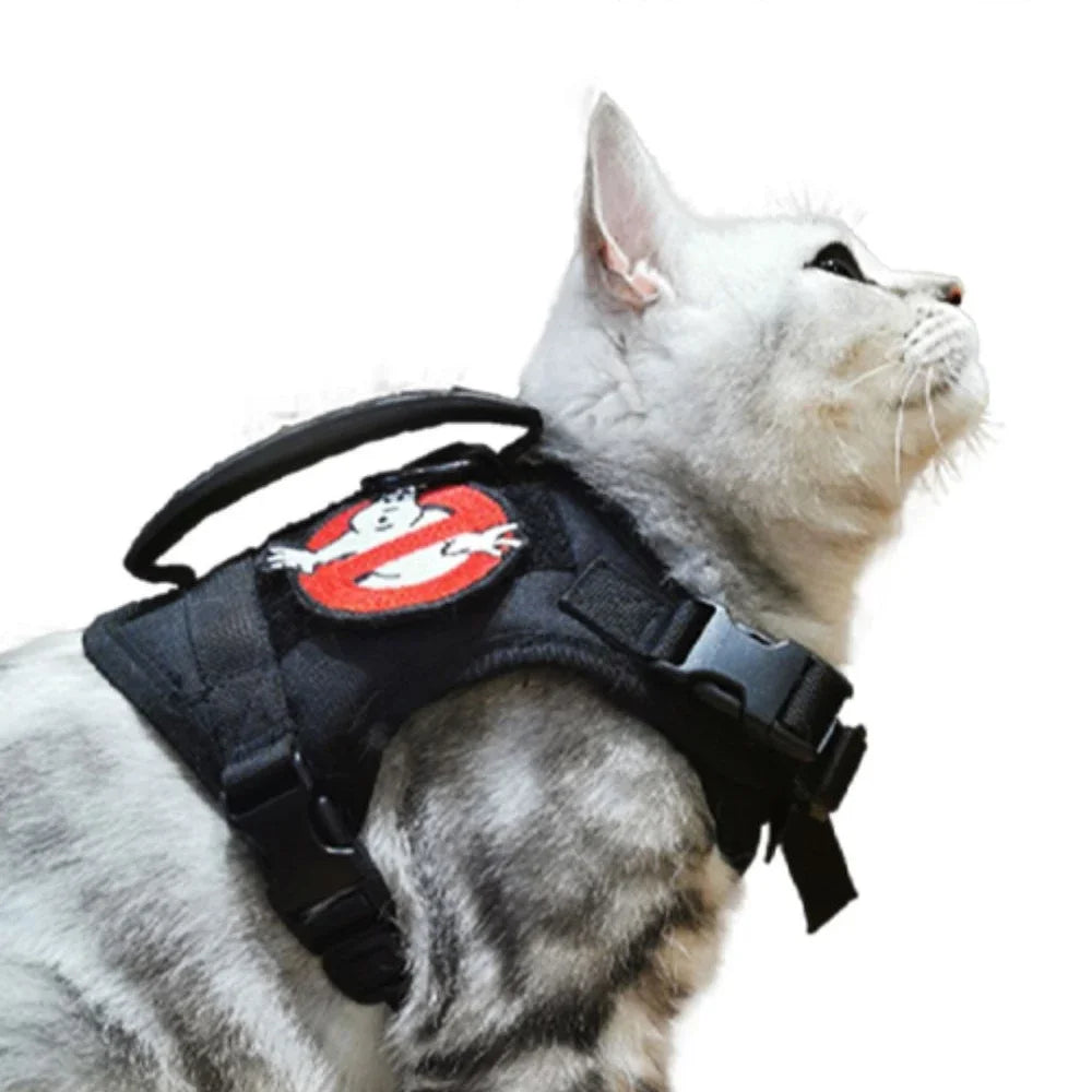 Tactical Harness Vest Collar Adjustable Vest with Handle Strap Training Walking Safety Harness and Leash Set For Cat Samll Dog