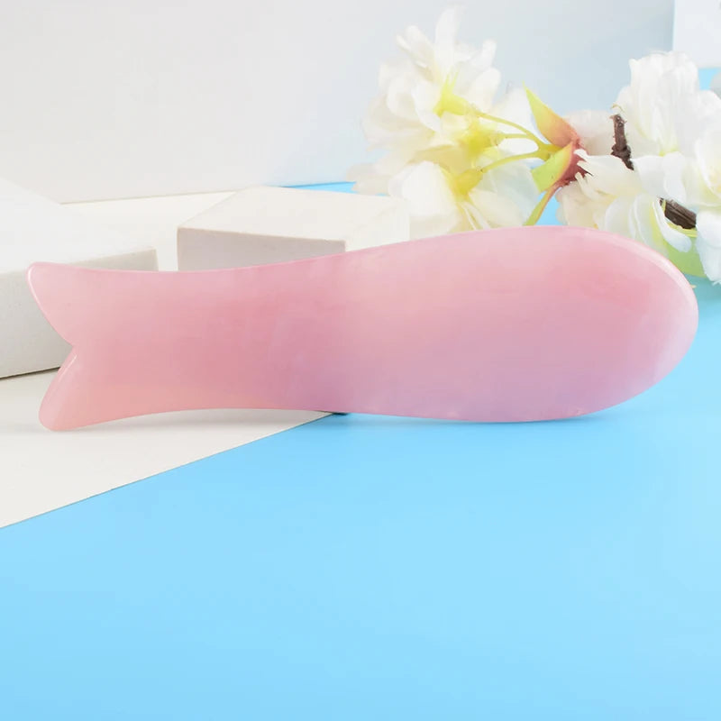 Rose Quartz Fish Shape Gua Sha Tool Health Care Natural Stone