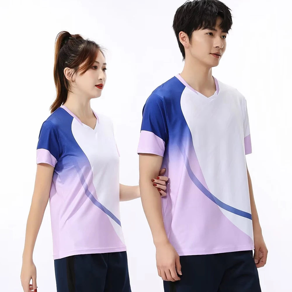 Quick-dry Tennis Badminton Shirt for Men Women Kid Print Short Sleeve Ping Pong Uniform 2023 Couple Table Tennis Jersey Clothing