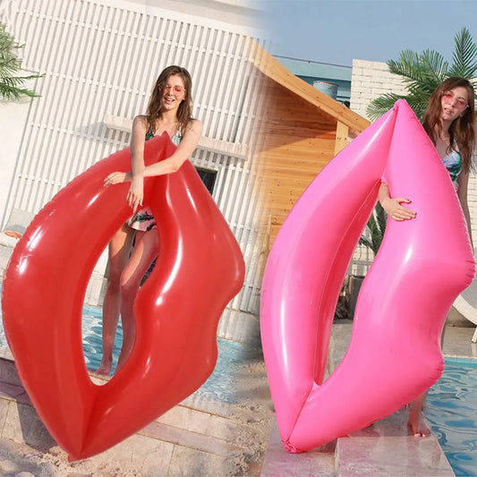 Summer Red Lip Thickened Environmental Protection Pvc Adults Inflatable Swimming Ring Summer Fun Beach Party Pool Float Ring