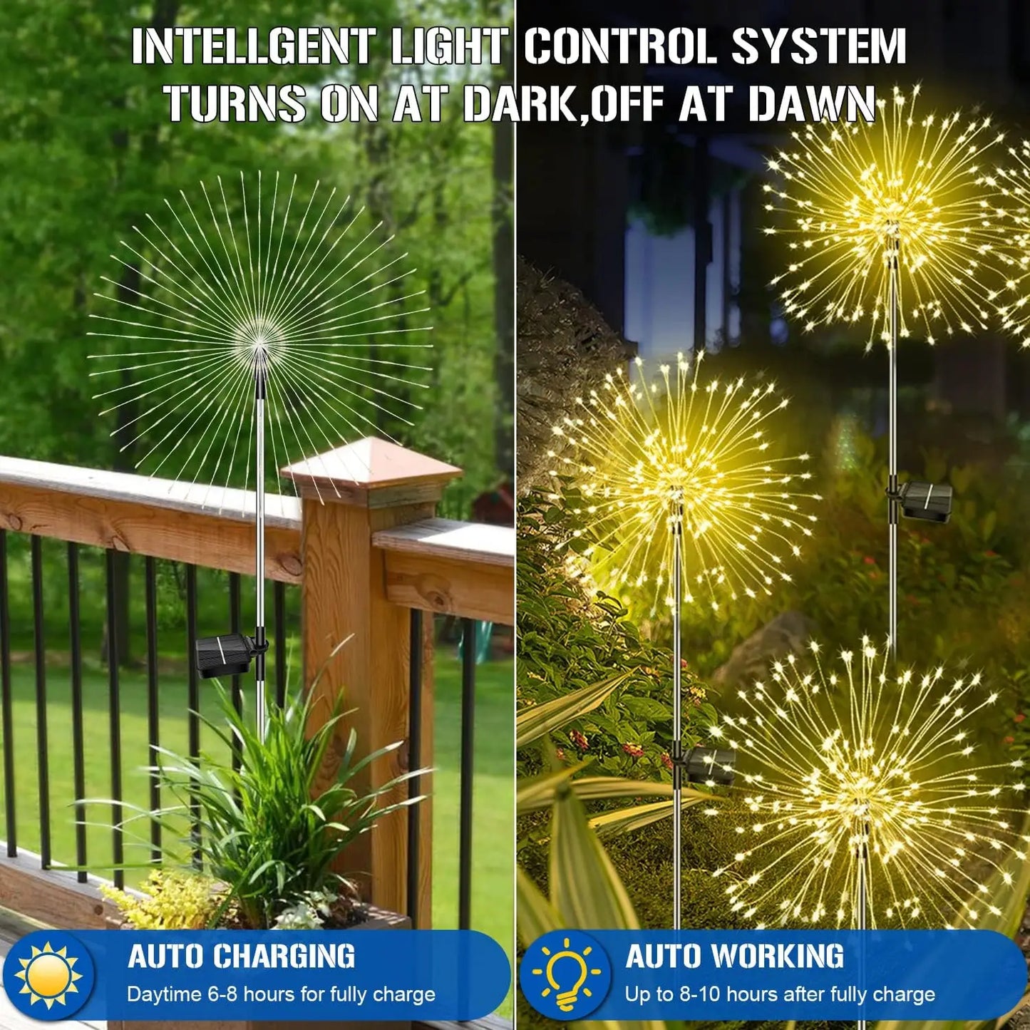 Solar Fireworks Light Outdoor Waterproof Light 2-piece Set Garden Courtyard Road Lawn Decoration Copper Wire