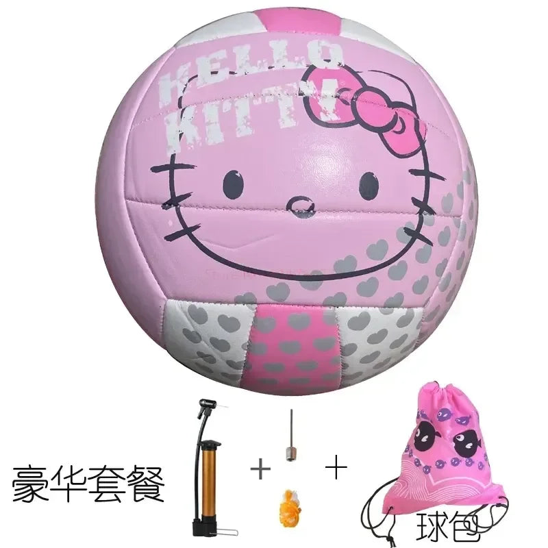 Hello Kitty Pu Machine Sewn Volleyball Beautiful Size 5 Match Training Volleyball Outdoor Sport For Girls Birthday Gift