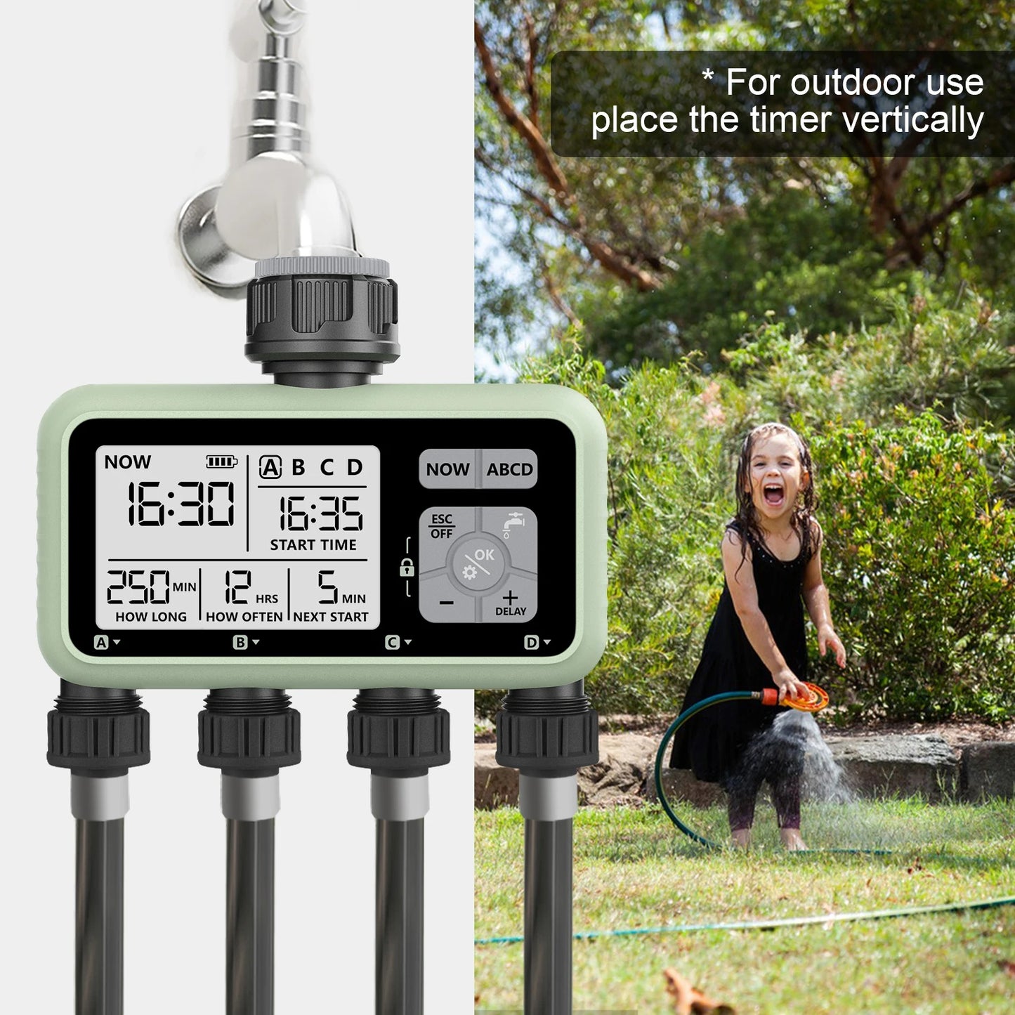 Reswat 4-Outlet Water Timers Multifunctional Sprinklers Multi Caliber Adaptation Convenient Installation Youngs Garden Tools