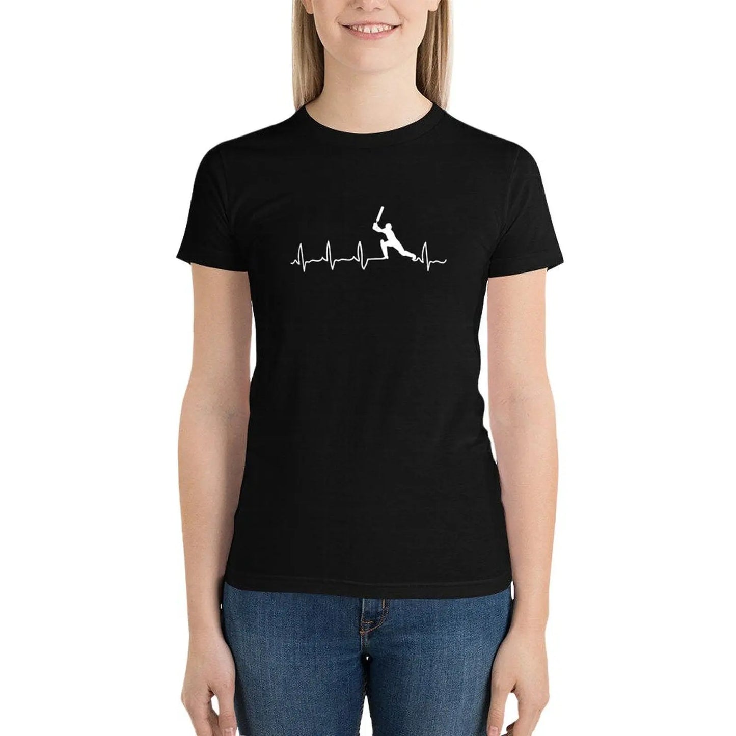 Cricket Player, Cricket Heartbeat, Cricket Player Gift T-shirt hippie clothes kawaii clothes Short sleeve tee Women's t-shirt