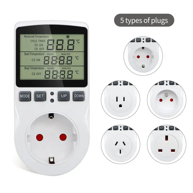 EU/US/FR Timer Socket Thermostat Digital Temperature Controller Socket Outlet With Timer Switch Sensor Probe Heating Cooling