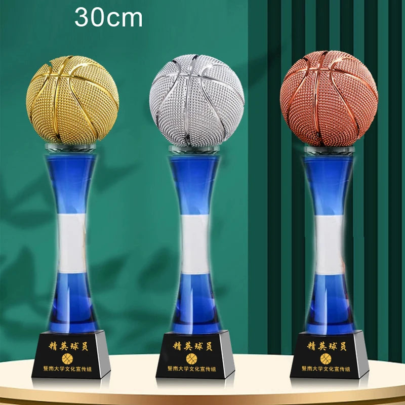 Customized Table Tennis, Volleyball, Balls, Crystal Trophy Gold Silver Copper Creative Sports Home Decoration Award Souvenir 1Pc