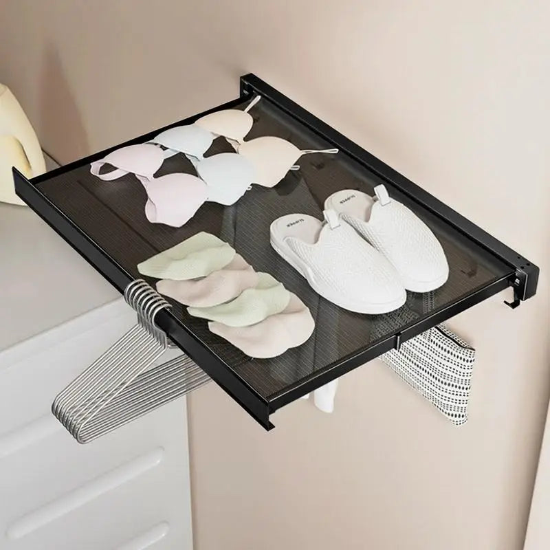 Retractable Laundry Drying Rack Space Saving Thicken Aluminum Clothes Hanger Rack For Bathroom Closet Laundry Room Home Supplies