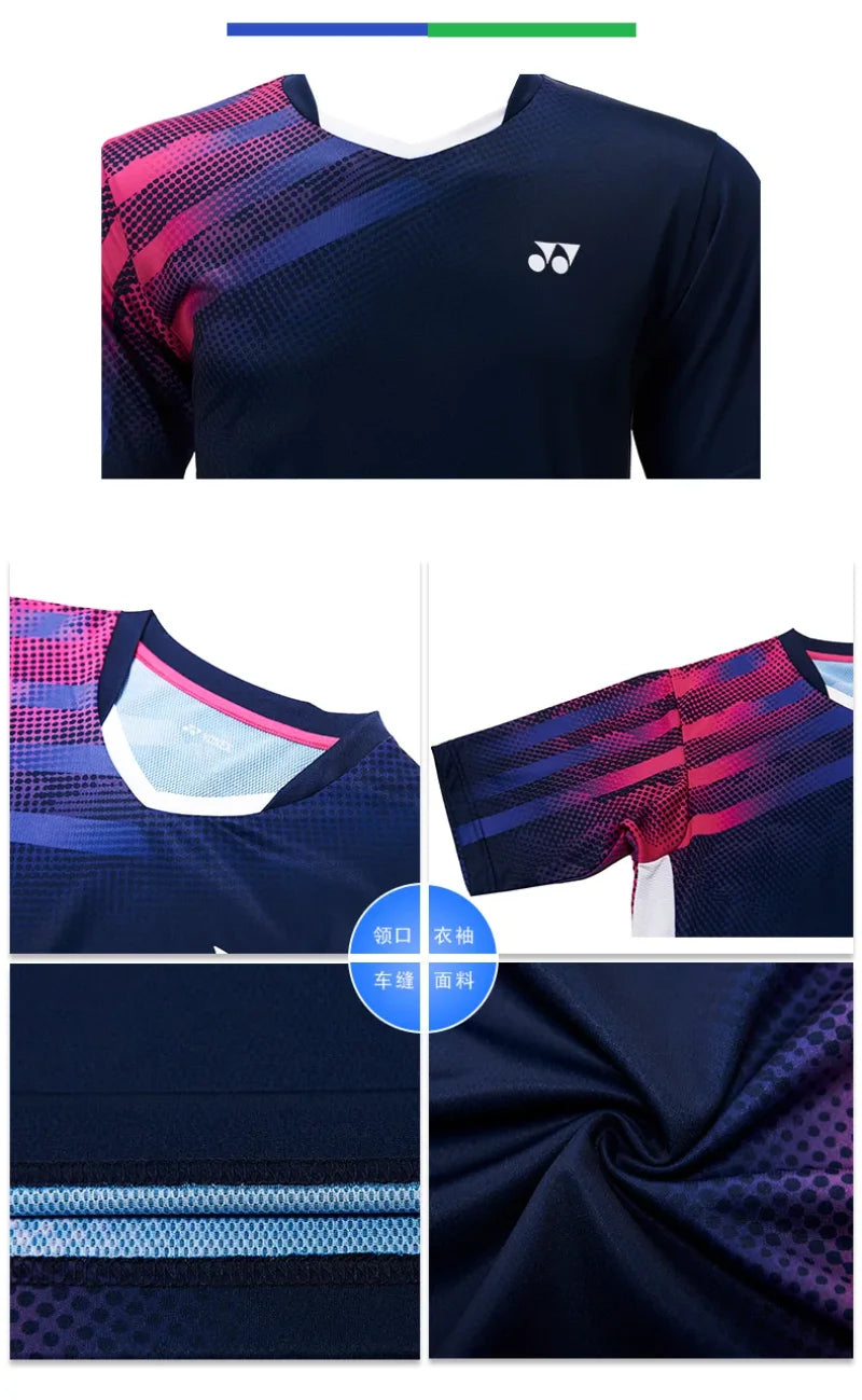 YONEX New Couple Badminton Suit YOBC3124CR Quick-drying Top Short-sleeved T-shirt Sweat-absorbing Deodorizing Breathable