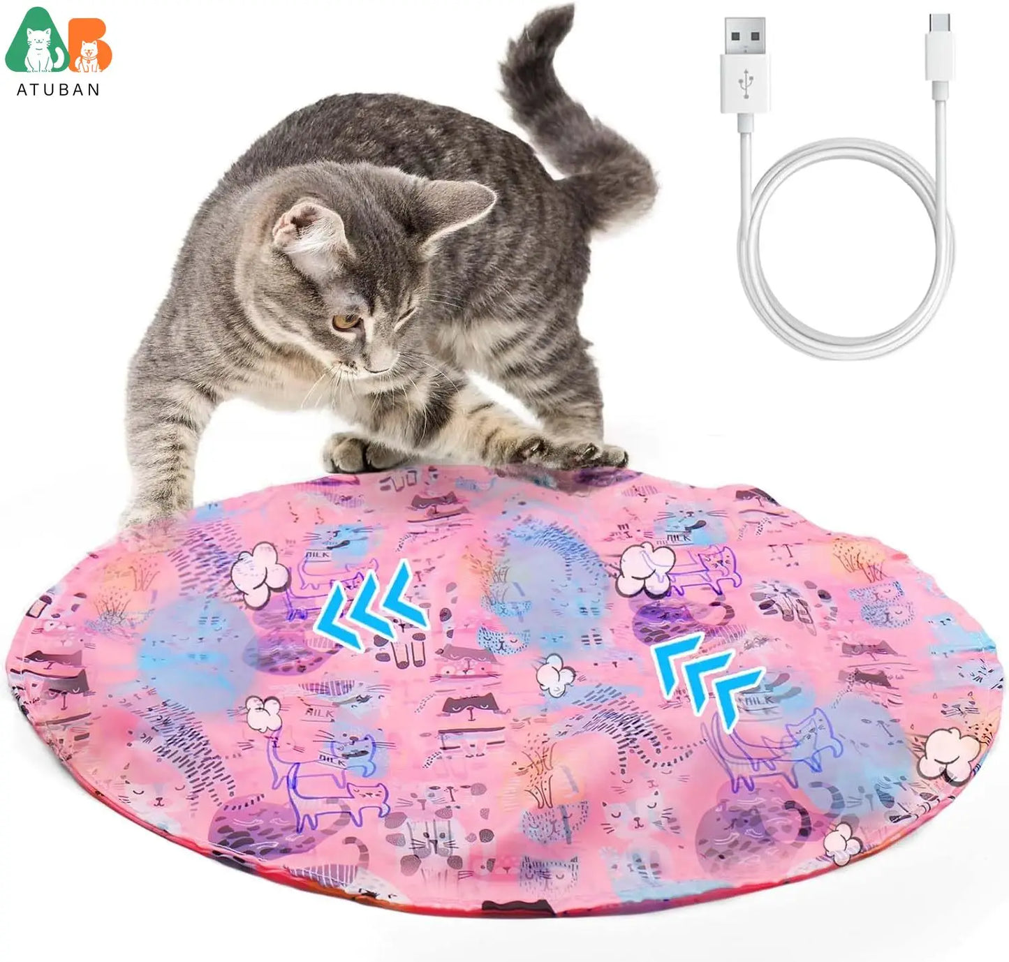 ATUBAN Cat Toys for Indoor Cats Ball Jumping and Rolling in Pouch,Hide Seek Cat Mat Toy Natural Hunting Instincts Kitten Toys