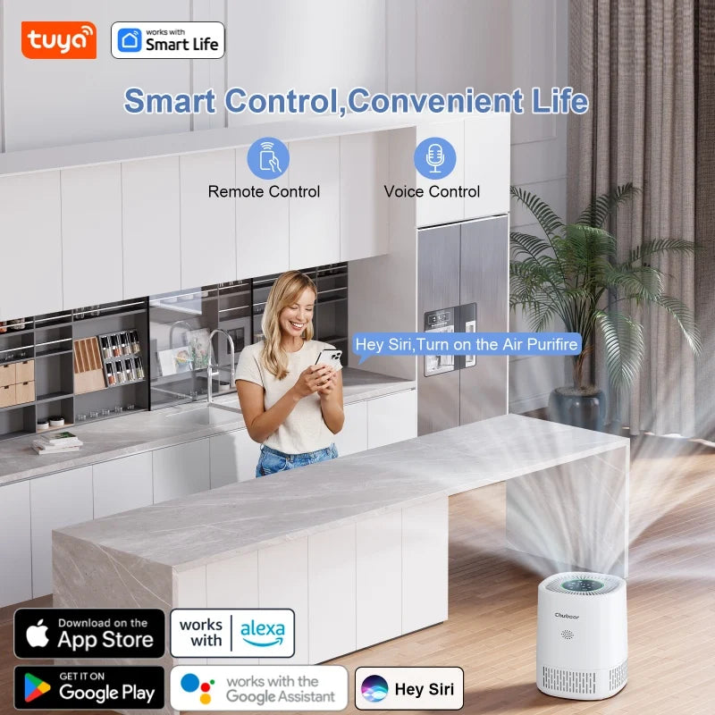 Tuya Smart Air Purifiers,APP Control HEPA Filter Air Cleaner for Pets