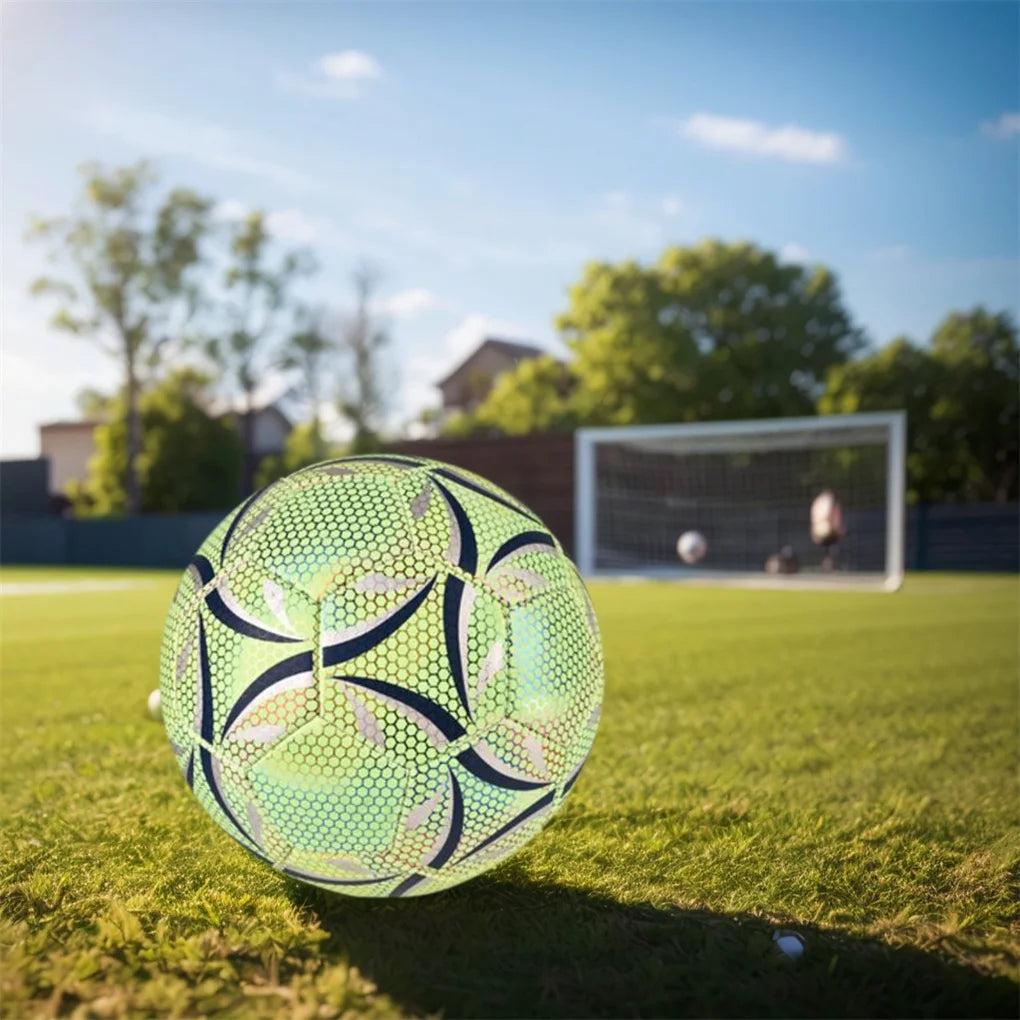Outdoor Glow Reflective Football Soccer Ball Official No.5 4 Ball PU Match Training Football Futbol Topu for Children Adults