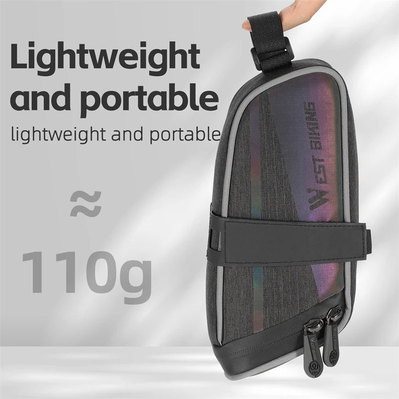 WEST BIKING 1.8L Bicycle Saddle Bag Storage Bike Seat Tail Rear Pouch Bag Accessory Kit Tool Reflective Cycling Accessories