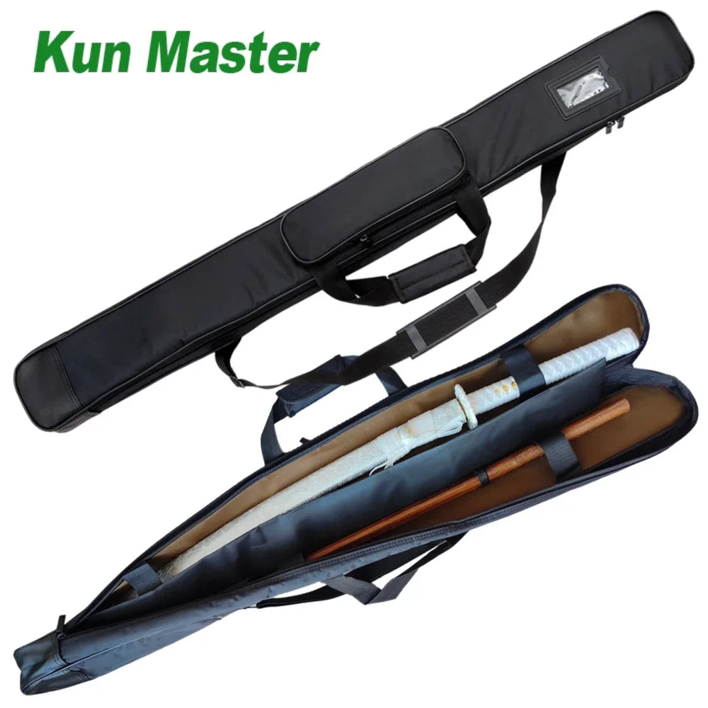 1.13Meter Sword Bag Martial Art Case 44.5in Equipment Bags Hold 2 Katana Knives Boken Waterproof Fabric Shoulder Strap Tai Chi