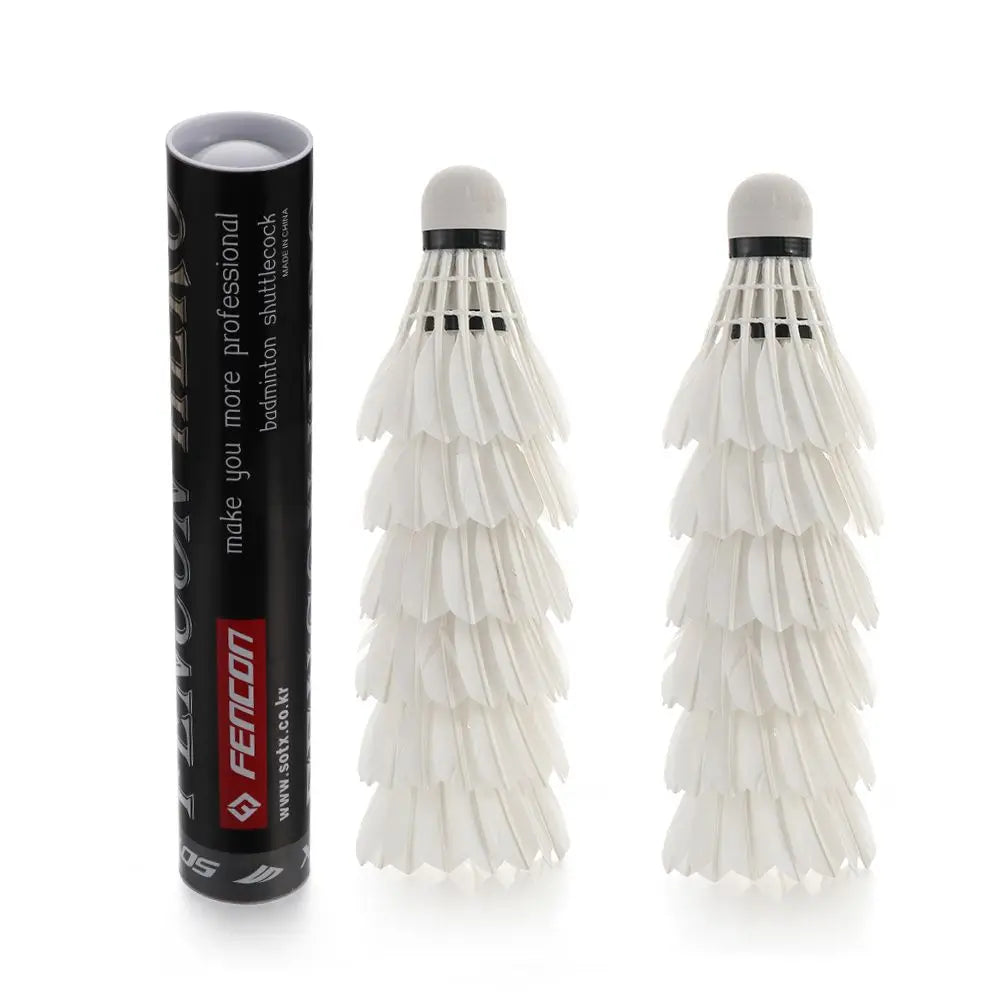 12pcs Fashion White High Quality Durable Foam Head Goose Feather Birdies Badminton rackets Soft Texture Shuttlecocks