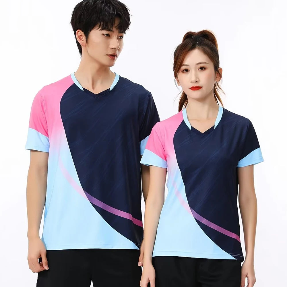 Quick-dry Tennis Badminton Shirt for Men Women Kid Print Short Sleeve Ping Pong Uniform 2023 Couple Table Tennis Jersey Clothing