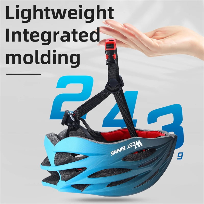 WEST BIKING Integrated Lightweight Bicycle Helmet MTB Road Bike Men Women Safety Helmet Racing Triathlon 7 Colors Cycling Helmet