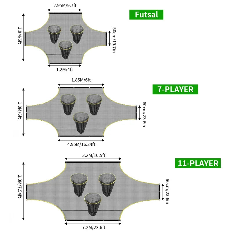 1Pcs Football Target Net 3 Hole Detachable Soccer Goal Training Net Football Shooting Target Practice Equipment For Kids Adults
