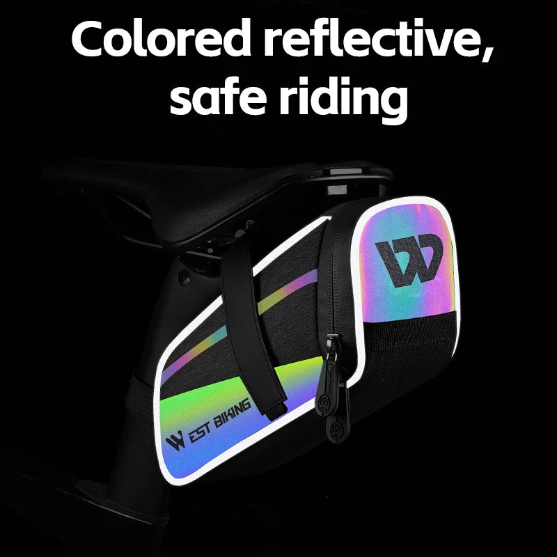 WEST BIKING 1.8L Bicycle Saddle Bag Storage Bike Seat Tail Rear Pouch Bag Accessory Kit Tool Reflective Cycling Accessories