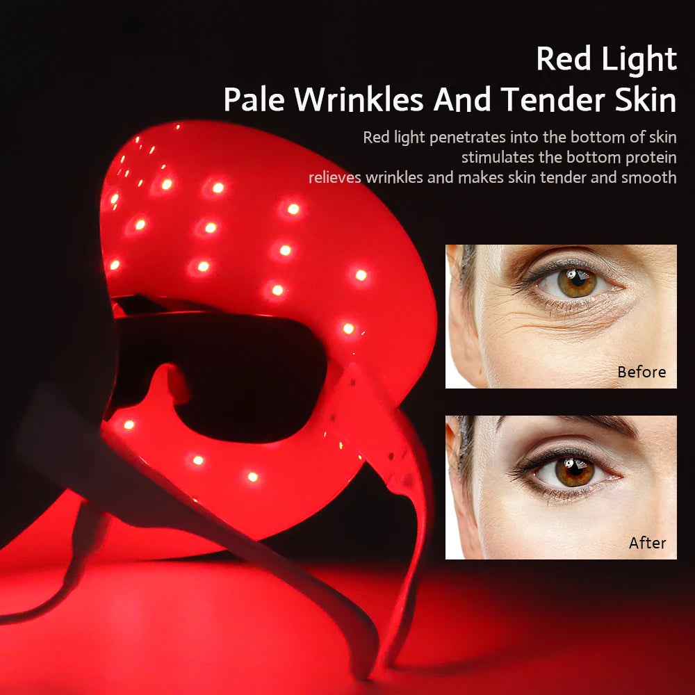 LED Facial Mask Led Light Photon Therapy 3 Colors Light Facial Beauty Device for Skin Rejuvenation Wrinkles Removal Anti-Aging