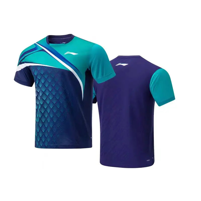 Customized men's and women's badminton T-shirt shorts quick dry material breathable sweat absorption tennis T-shirt LOGO