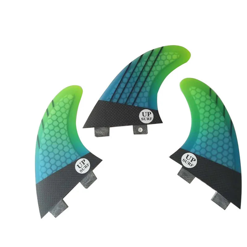 UPSURF FCS Fins M Thruster Tri Fins Set Surfboard Fins Fiberglass Honeycomb Surfing Board Stabilizer Surf Fin Double Tabs G5 Fin