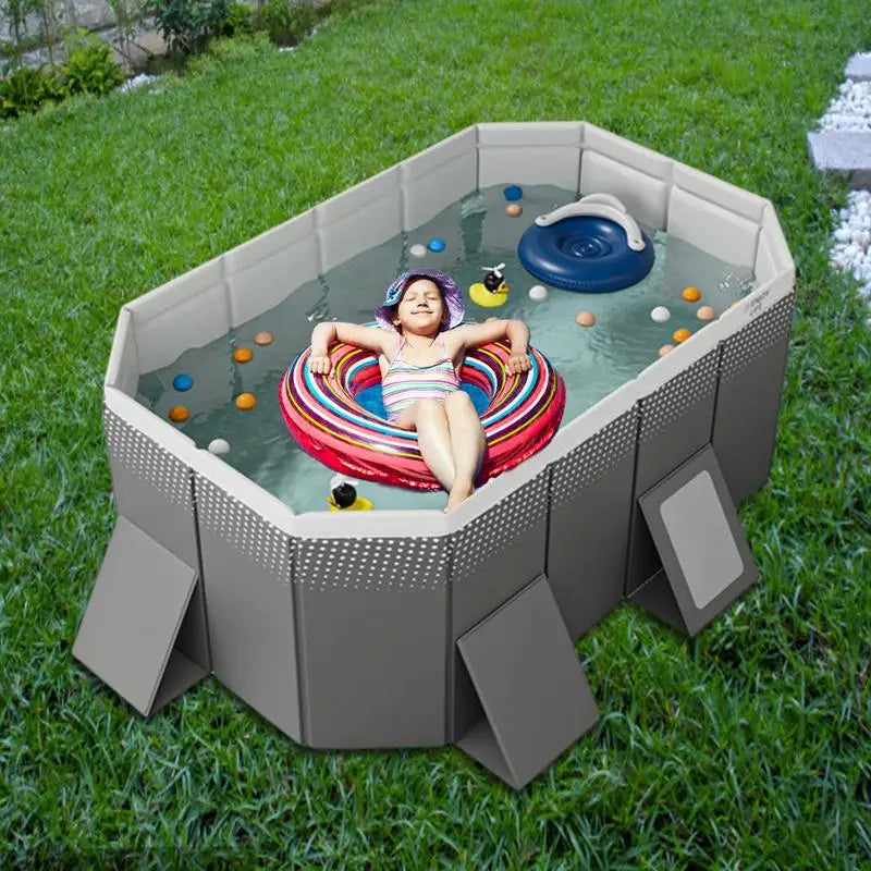 1.6/1.8m Foldable Outdoor Pool Square Family Pool Non-inflatable Paddling Pool For Home Garden Backyard with outfall