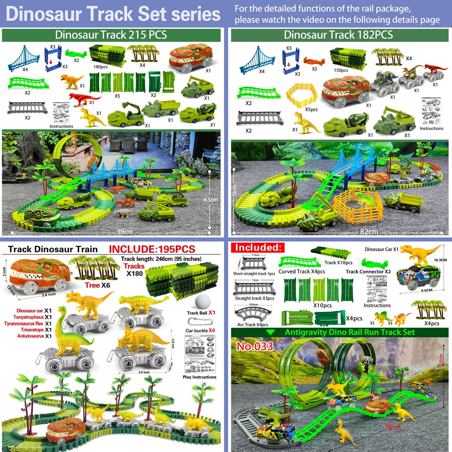 Dinosaur Toys Race Track Toy Set - Create A Dinosaur World Race Flexible Tracks,Gift for Kids Ages 3 4 5 6+Year Old Boys Girls