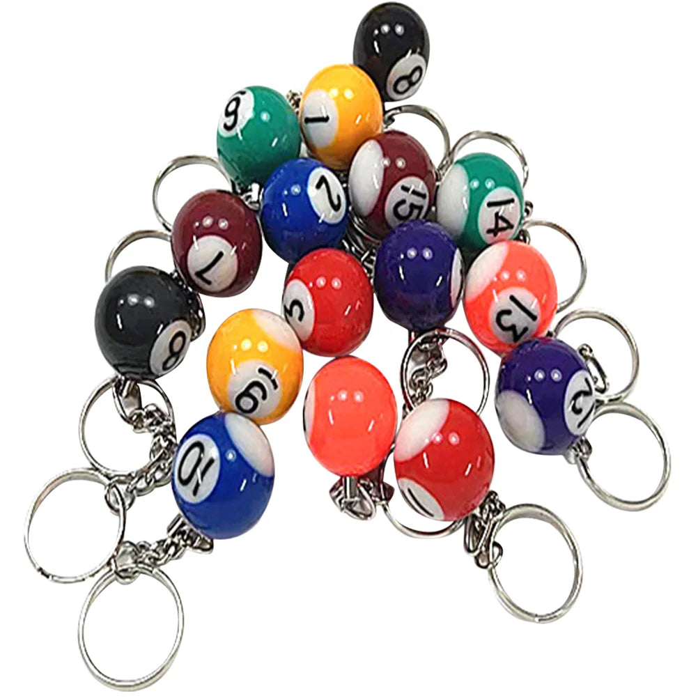 16 Pcs Pool Accessories Billiards Snooker Keychain Ornament Jewelry Handbag Charm Billards Gift Pendants Mini