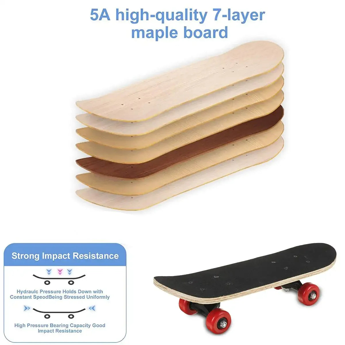 43CM Kids Children Skateboard Skate board Maple Wood Double Rocker Deck Skate Board Skateboard For Skateboarder Outdoor Sport